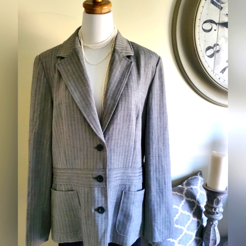 Herringbone Blazer Suit Jacket Size 14 - Picture 4 of 8